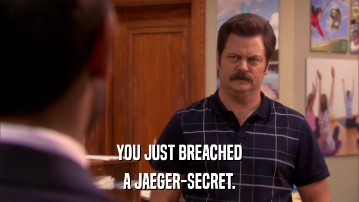 YOU JUST BREACHED A JAEGER-SECRET. 