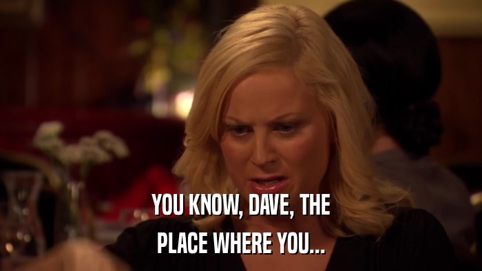 YOU KNOW, DAVE, THE PLACE WHERE YOU... 