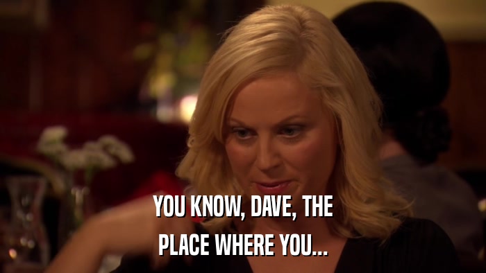 YOU KNOW, DAVE, THE PLACE WHERE YOU... 