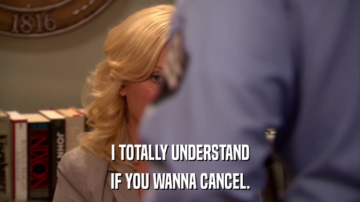 I TOTALLY UNDERSTAND IF YOU WANNA CANCEL. 