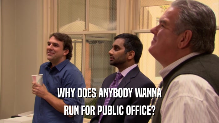 WHY DOES ANYBODY WANNA RUN FOR PUBLIC OFFICE? 