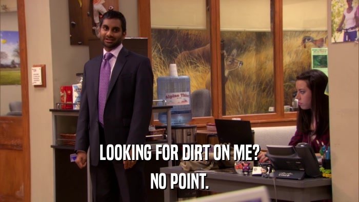 LOOKING FOR DIRT ON ME? NO POINT. 