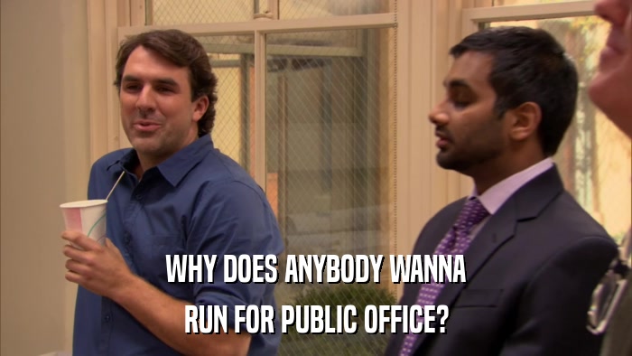 WHY DOES ANYBODY WANNA RUN FOR PUBLIC OFFICE? 
