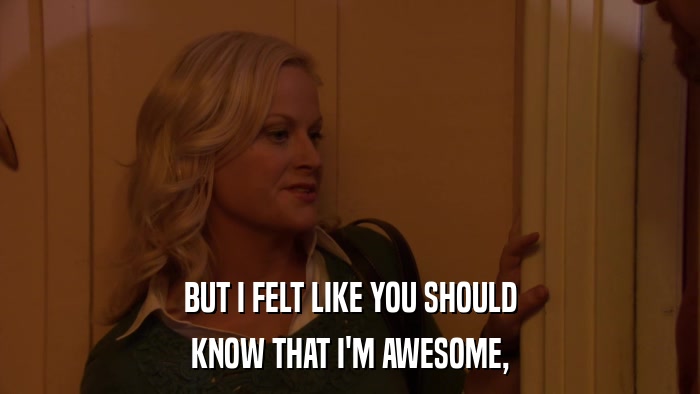 BUT I FELT LIKE YOU SHOULD KNOW THAT I'M AWESOME, 