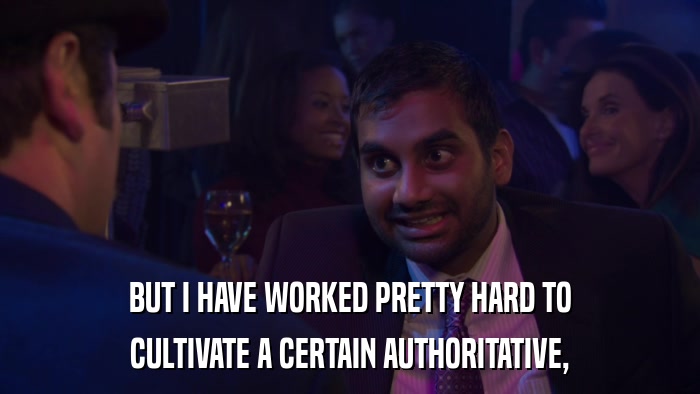 BUT I HAVE WORKED PRETTY HARD TO CULTIVATE A CERTAIN AUTHORITATIVE, 