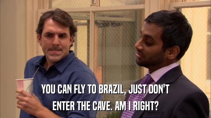 YOU CAN FLY TO BRAZIL, JUST DON'T ENTER THE CAVE. AM I RIGHT? 