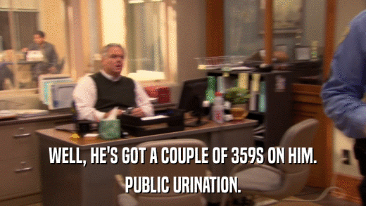 WELL, HE'S GOT A COUPLE OF 359S ON HIM. PUBLIC URINATION. 
