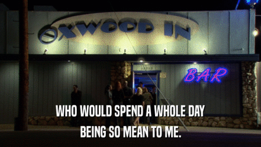 WHO WOULD SPEND A WHOLE DAY BEING SO MEAN TO ME. 