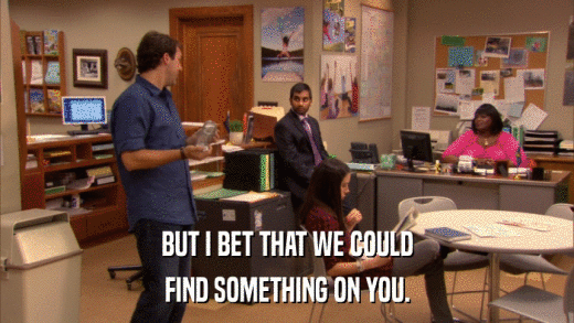 BUT I BET THAT WE COULD FIND SOMETHING ON YOU. 