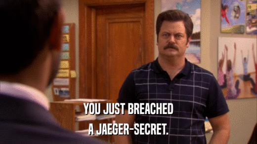 YOU JUST BREACHED A JAEGER-SECRET. 