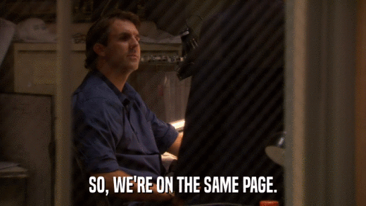 SO, WE'RE ON THE SAME PAGE.  