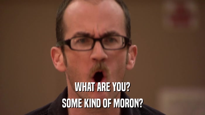 WHAT ARE YOU? SOME KIND OF MORON? 
