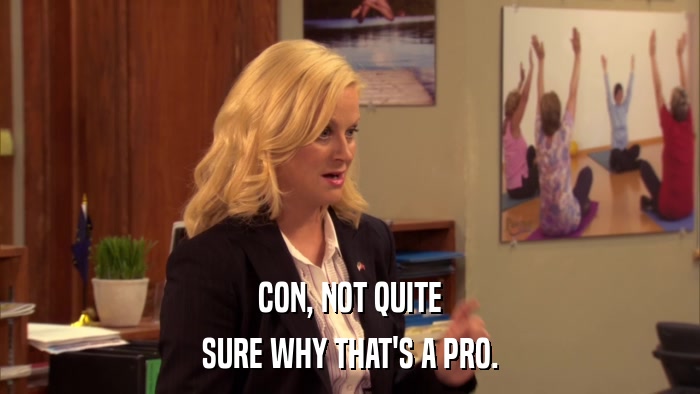 CON, NOT QUITE SURE WHY THAT'S A PRO. 