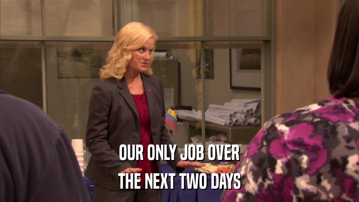 OUR ONLY JOB OVER THE NEXT TWO DAYS 