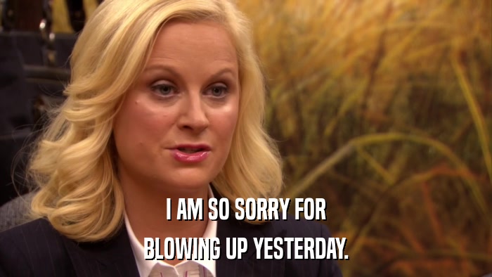 I AM SO SORRY FOR BLOWING UP YESTERDAY. 