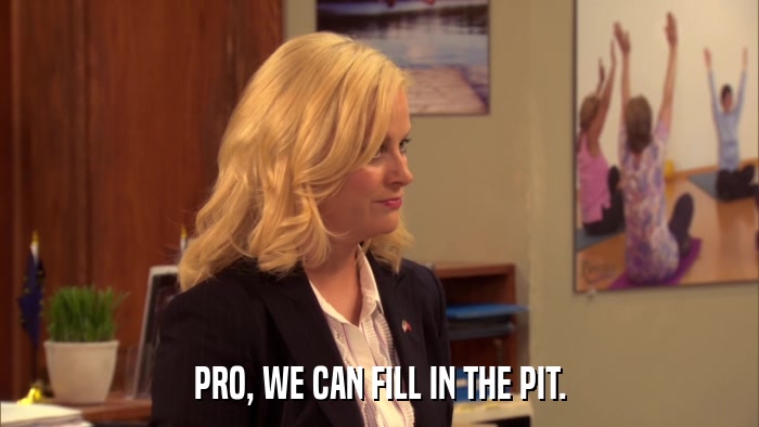 PRO, WE CAN FILL IN THE PIT.  