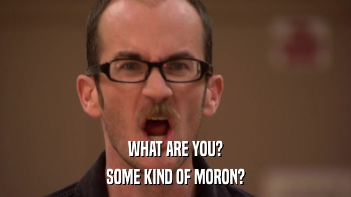 WHAT ARE YOU? SOME KIND OF MORON? 