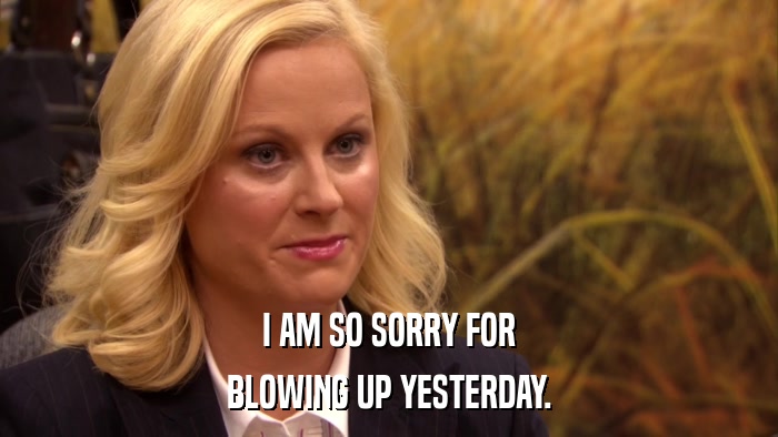 I AM SO SORRY FOR BLOWING UP YESTERDAY. 