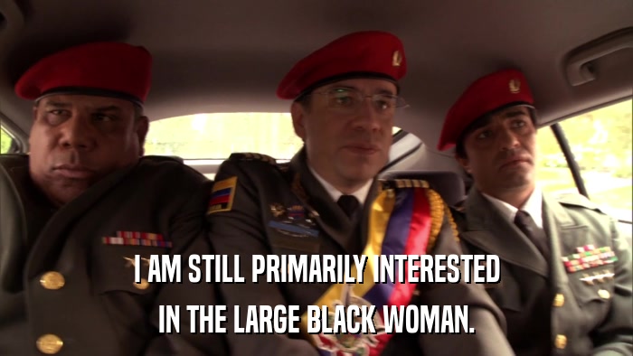 I AM STILL PRIMARILY INTERESTED IN THE LARGE BLACK WOMAN. 