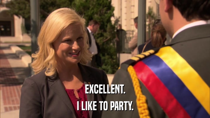 EXCELLENT. I LIKE TO PARTY. 