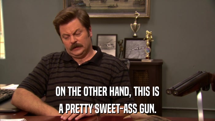 ON THE OTHER HAND, THIS IS A PRETTY SWEET-ASS GUN. 