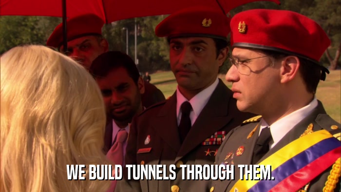 WE BUILD TUNNELS THROUGH THEM.  