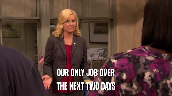 OUR ONLY JOB OVER THE NEXT TWO DAYS 