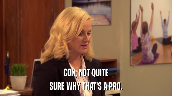 CON, NOT QUITE SURE WHY THAT'S A PRO. 