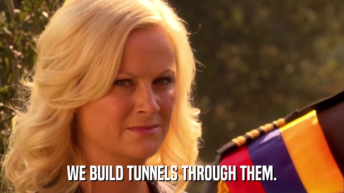 WE BUILD TUNNELS THROUGH THEM.  