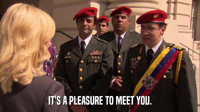 IT'S A PLEASURE TO MEET YOU.  