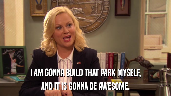 I AM GONNA BUILD THAT PARK MYSELF, AND IT IS GONNA BE AWESOME. 