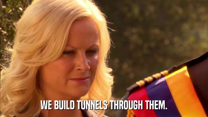 WE BUILD TUNNELS THROUGH THEM.  