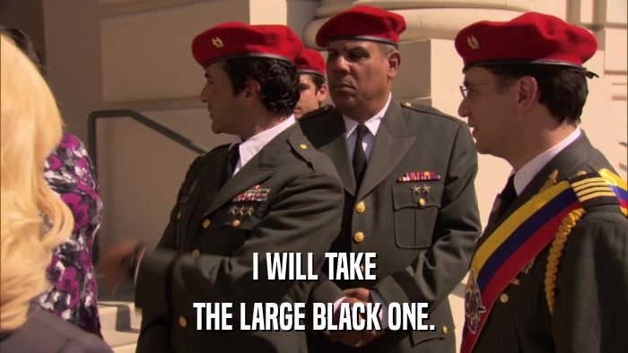 I WILL TAKE THE LARGE BLACK ONE. 