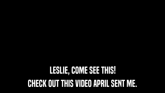 LESLIE, COME SEE THIS! CHECK OUT THIS VIDEO APRIL SENT ME. 