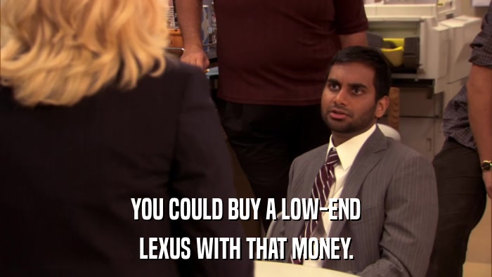 YOU COULD BUY A LOW-END LEXUS WITH THAT MONEY. 