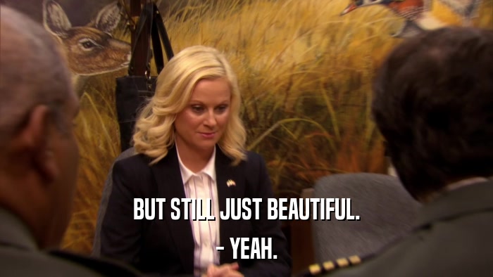BUT STILL JUST BEAUTIFUL. - YEAH. 