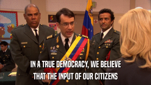 IN A TRUE DEMOCRACY, WE BELIEVE THAT THE INPUT OF OUR CITIZENS 