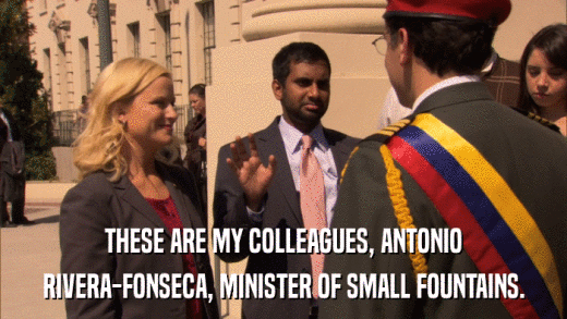 THESE ARE MY COLLEAGUES, ANTONIO RIVERA-FONSECA, MINISTER OF SMALL FOUNTAINS. 