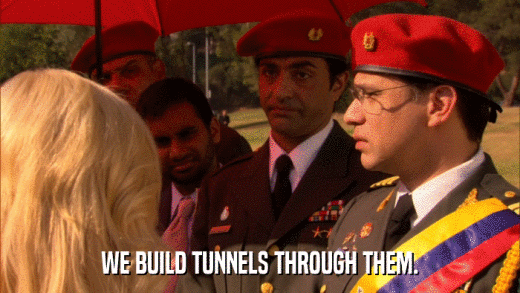 WE BUILD TUNNELS THROUGH THEM.  