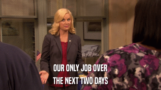 OUR ONLY JOB OVER THE NEXT TWO DAYS 