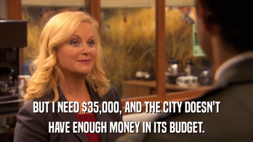 BUT I NEED $35,000, AND THE CITY DOESN'T HAVE ENOUGH MONEY IN ITS BUDGET. 