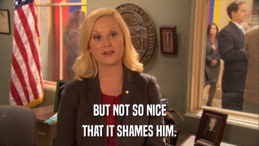 BUT NOT SO NICE THAT IT SHAMES HIM. 