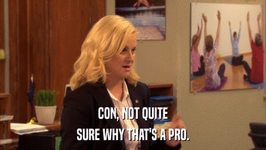 CON, NOT QUITE SURE WHY THAT'S A PRO. 