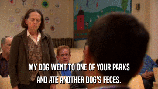 MY DOG WENT TO ONE OF YOUR PARKS AND ATE ANOTHER DOG'S FECES. 
