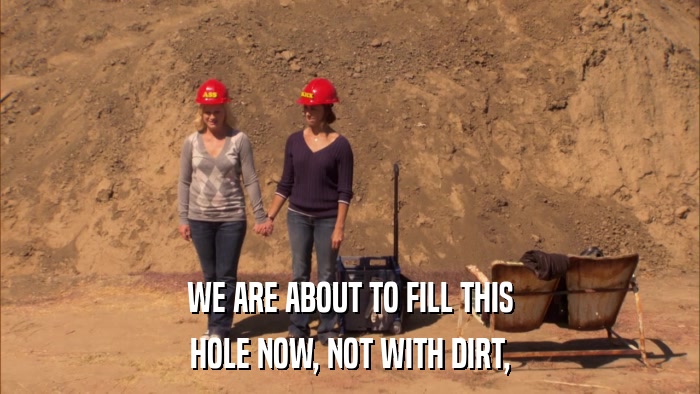 WE ARE ABOUT TO FILL THIS HOLE NOW, NOT WITH DIRT, 