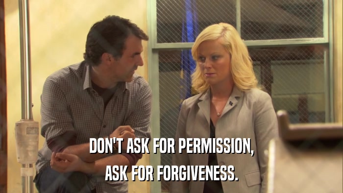DON'T ASK FOR PERMISSION, ASK FOR FORGIVENESS. 