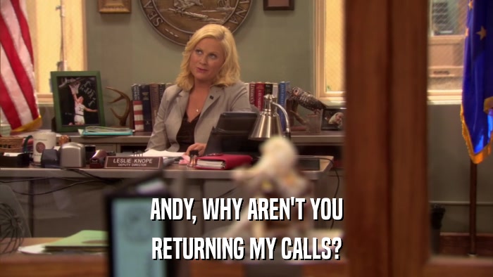 ANDY, WHY AREN'T YOU RETURNING MY CALLS? 