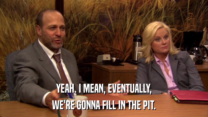 YEAH. I MEAN, EVENTUALLY, WE'RE GONNA FILL IN THE PIT. 