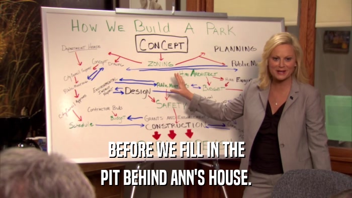BEFORE WE FILL IN THE PIT BEHIND ANN'S HOUSE. 