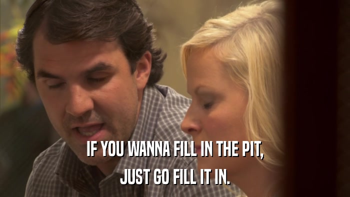 IF YOU WANNA FILL IN THE PIT, JUST GO FILL IT IN. 